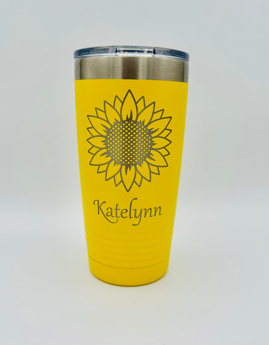 Personalized Sunflower Tumbler With Sunflower Straw Topper 