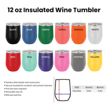 Personalized Heart with Initials 12oz Stemless Wine Tumbler - Valentine's Day Gift