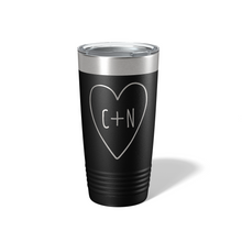 Personalized Heart with Initials 20oz Tumbler - Valentine's Day Gift