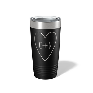 Personalized Heart with Initials 20oz Tumbler - Valentine's Day Gift