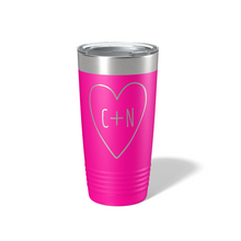 Personalized Heart with Initials 20oz Tumbler - Valentine's Day Gift