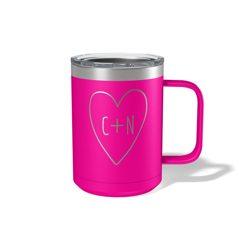 Personalized Heart with Initials 15oz Handle Mug - Valentine's Day Gift