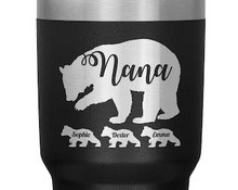 Personalized  Female Bear and Cub 30 oz tumbler