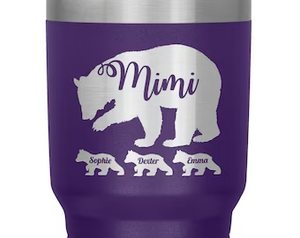 Personalized  Female Bear and Cub 30 oz tumbler