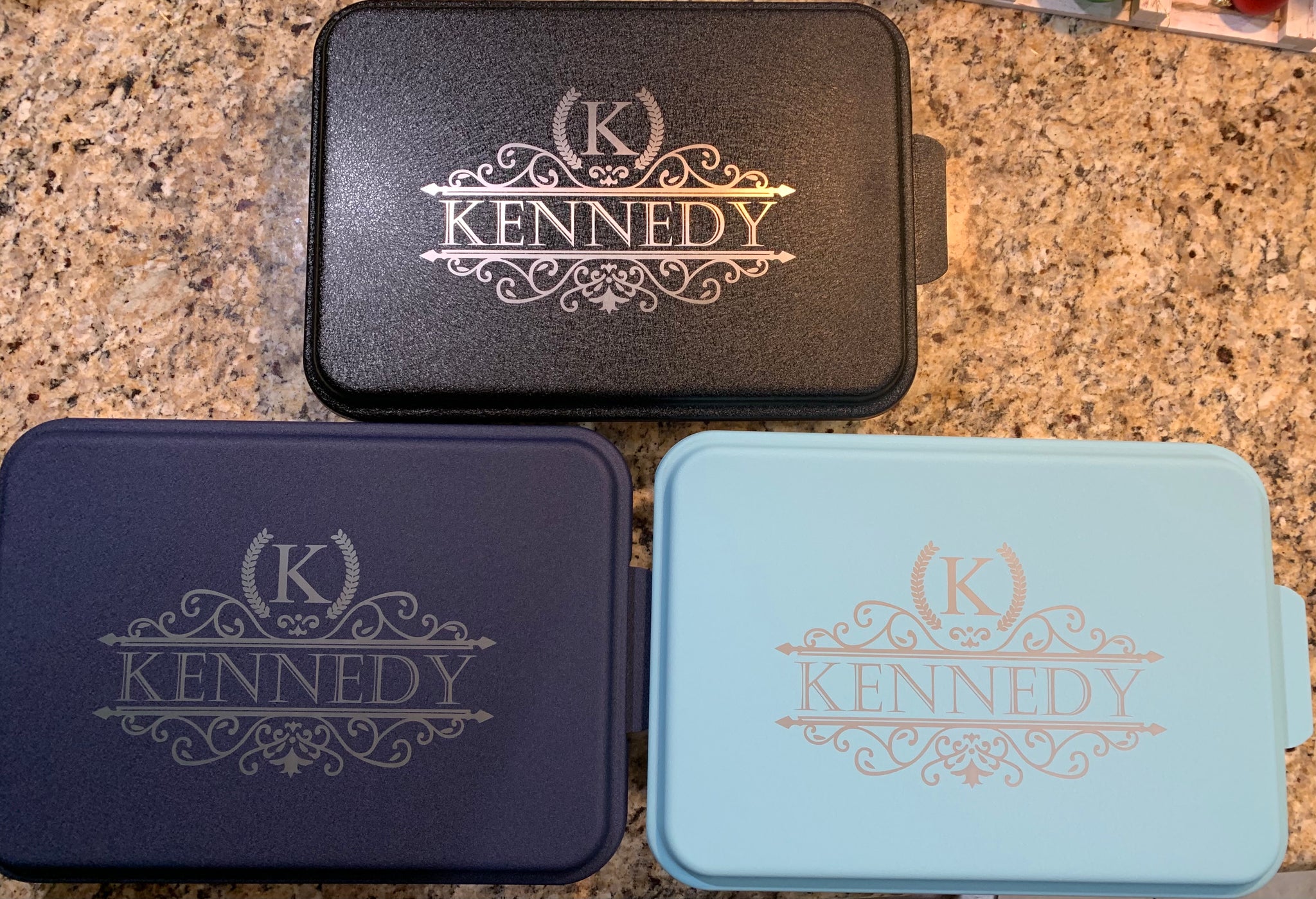 Reviews: Personalized Cake Pan - Turquoise Laser Engraved Lid