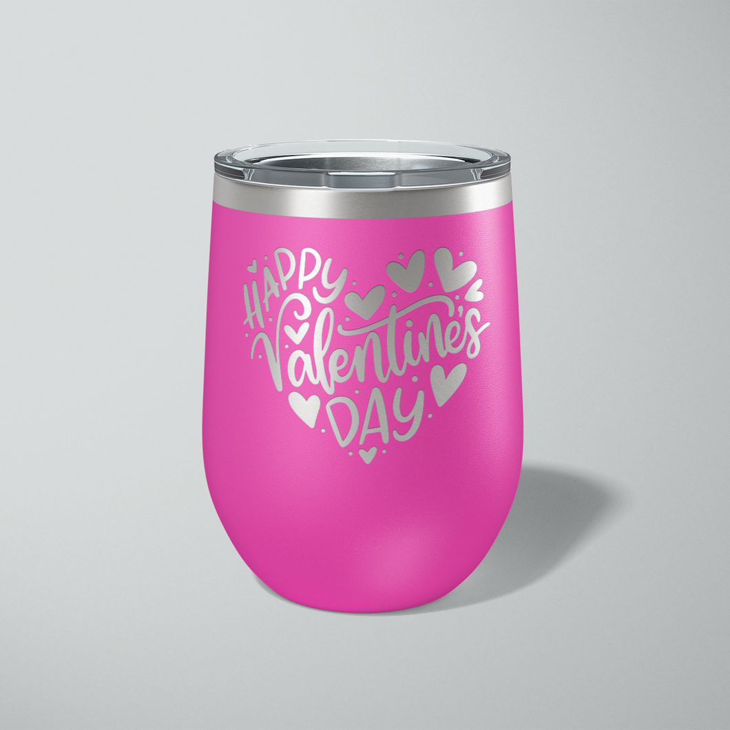 Happy Valentine's Day 12oz Stemless Wine Tumbler - Valentine's Day Gift
